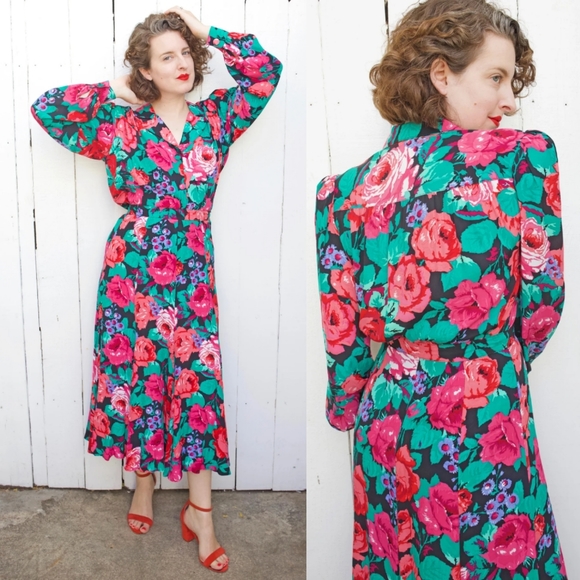 VTG 80s Carole Little for Saint Tropez West Dress - Picture 3 of 16